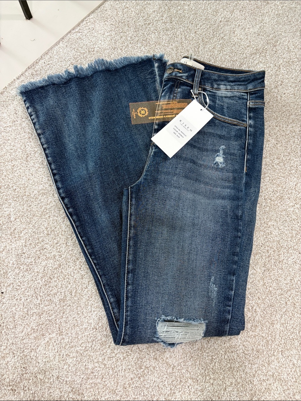 NWT Risen 9/29 Distressed Flare Jeans - Picture 3 of 5